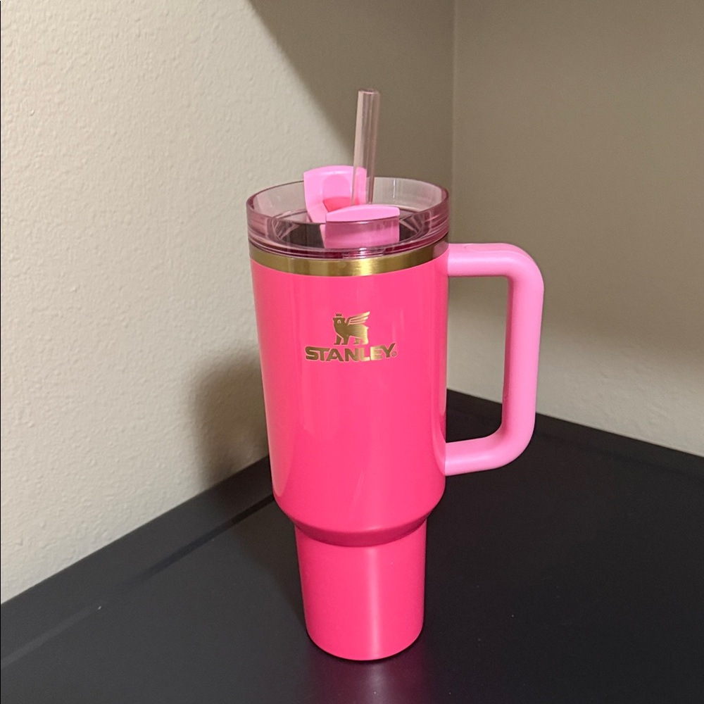 Stanley Vibrant Pink Travel Tumbler with Handle